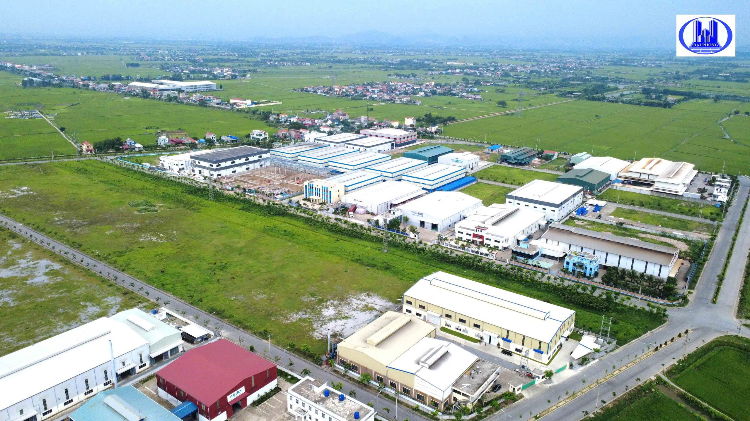 Toàn cảnh Cụm Công Nghiệp Yên Dương – Ý Yên – Nam Định nhìn từ trên cao, với hạ tầng đồng bộ và vị trí chiến lược.