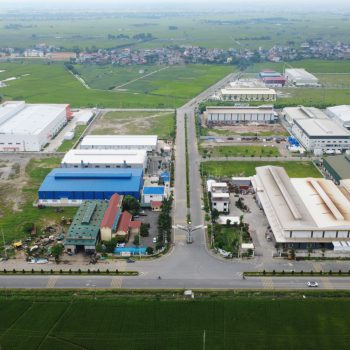 Toàn cảnh Cụm công nghiệp Yên Dương nhìn từ trên cao với cơ sở hạ tầng hiện đại, cây xanh bao quanh và quy hoạch khoa học.