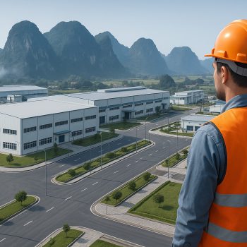 Hình minh họa khu công nghiệp hiện đại với hạ tầng giao thông đồng bộ tại Ninh Bình