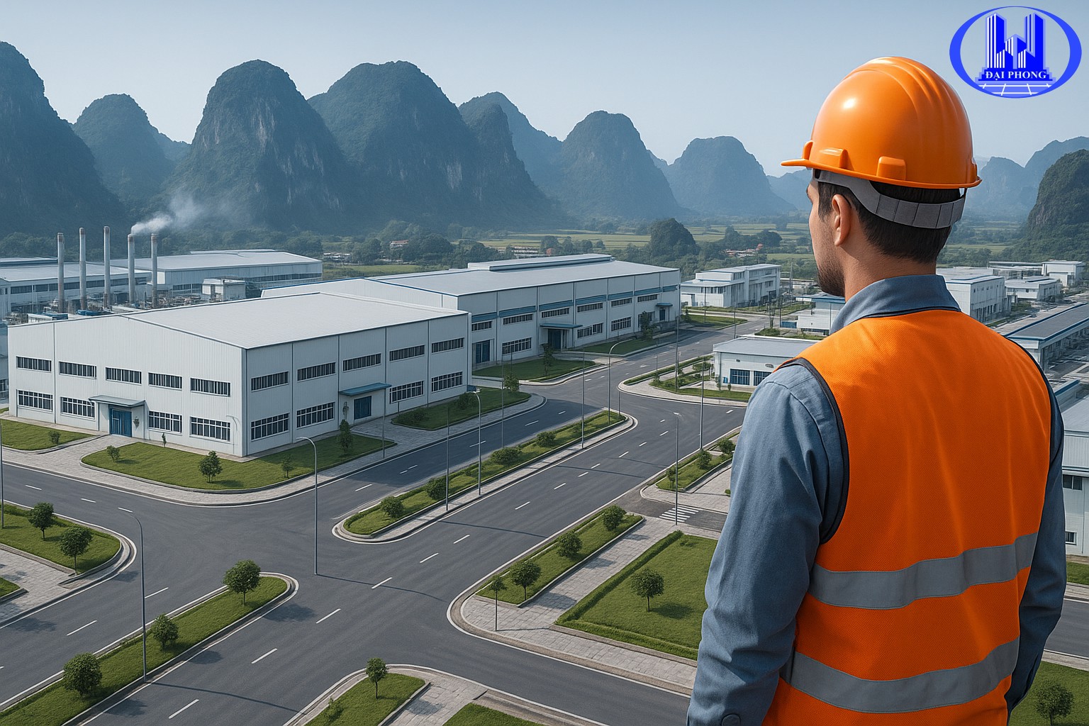 Hình minh họa khu công nghiệp hiện đại với hạ tầng giao thông đồng bộ tại Ninh Bình